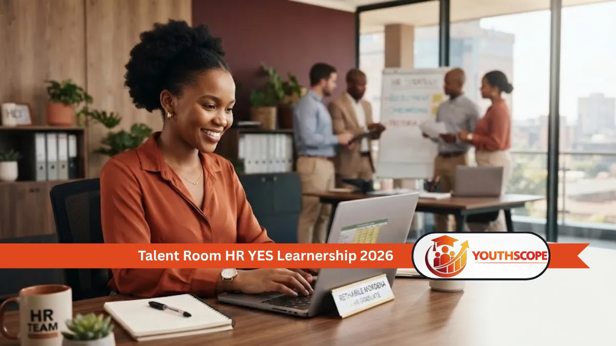 Young South African HR graduate working in a Pretoria office for the Talent Room YES Learnership 2026