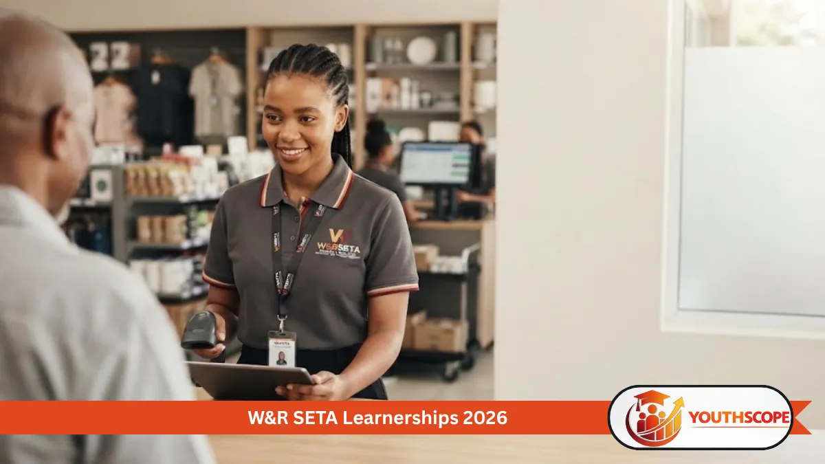 Young South African retail worker preparing for W&R SETA learnership opportunities 2026