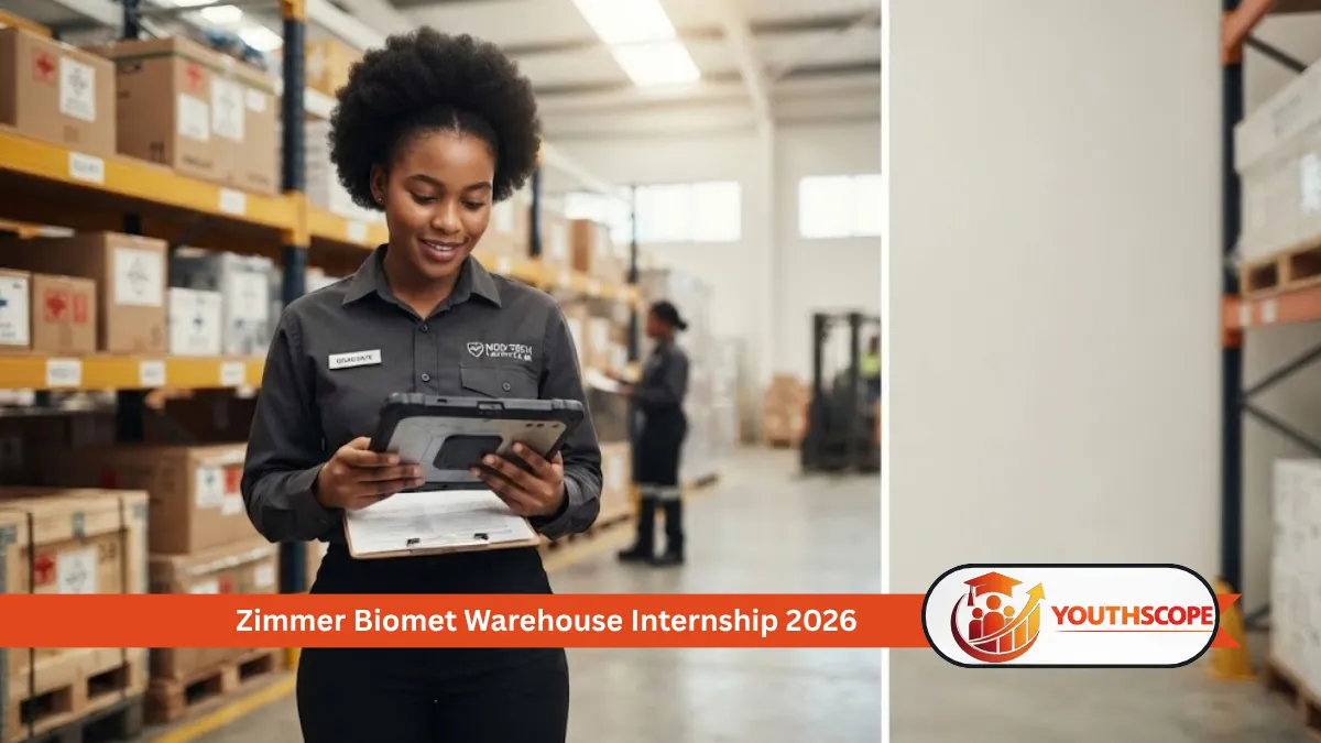 Young South African graduate working with inventory inside a modern warehouse.