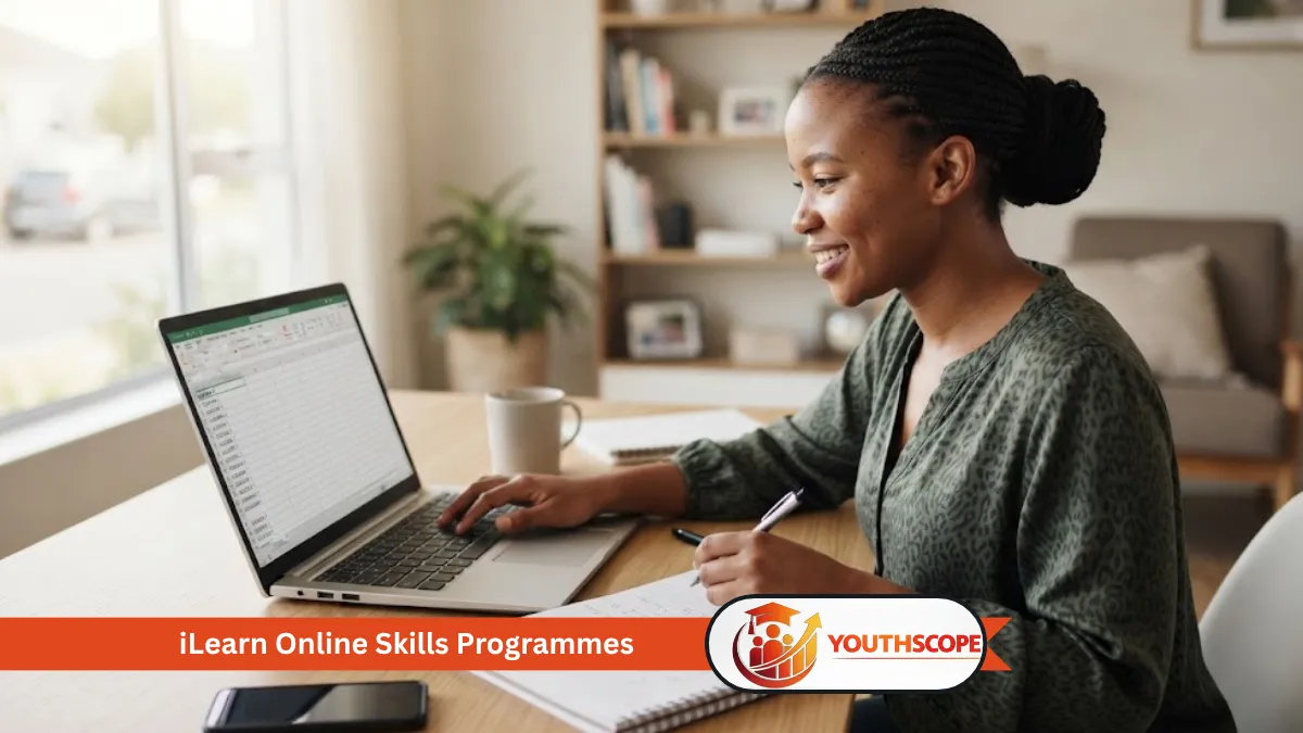 South African learner studying Microsoft Excel online on a laptop