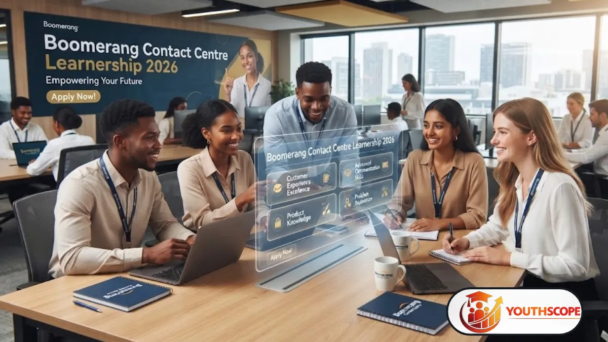 Young South African contact-centre worker using a computer in a professional workplace.