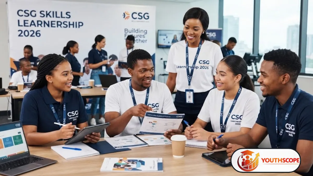Young South African learner participating in a professional workplace training environment.