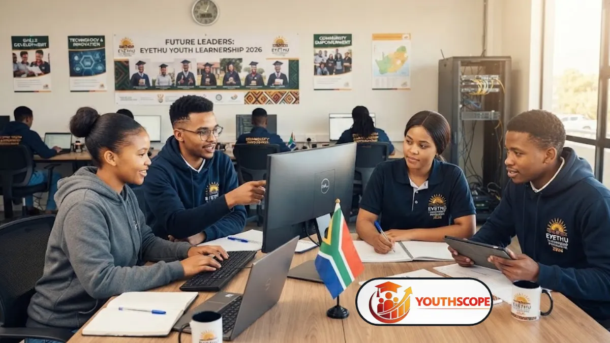 Young South African learner completing an online training application on a laptop.