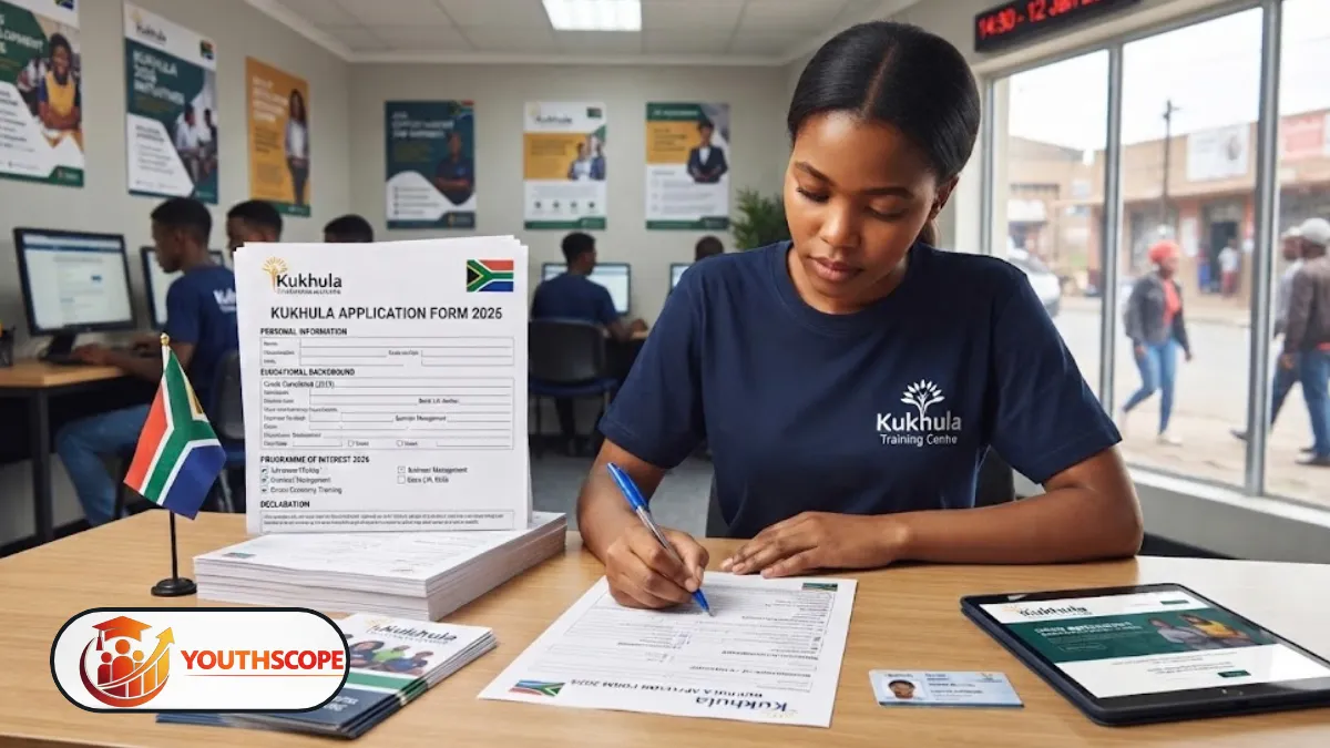 Young South African learner completing an online training application