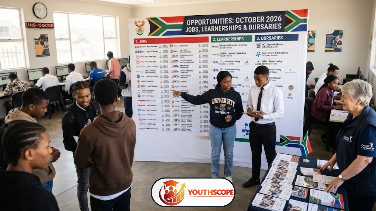 Young South African reviewing jobs, learnerships and bursary opportunities on a laptop
