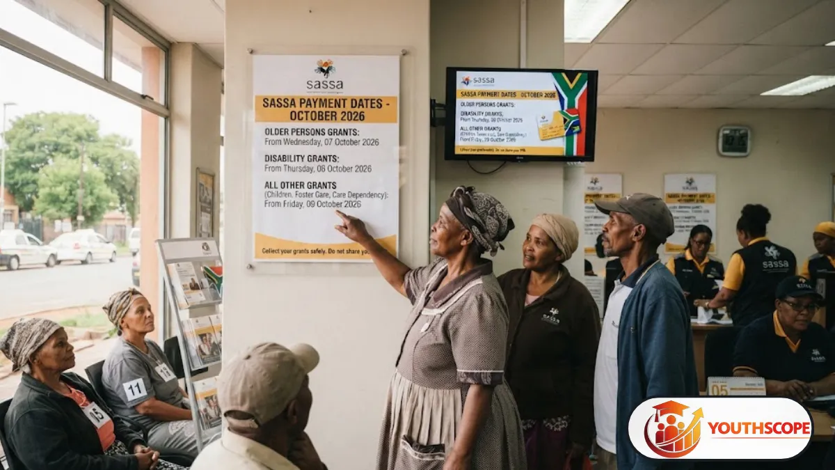 SASSA beneficiary checking October 2026 grant payment information on a mobile phone