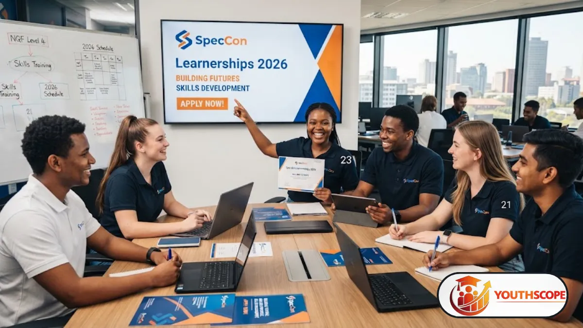 South African learner using a laptop while exploring SpecCon learnership opportunities