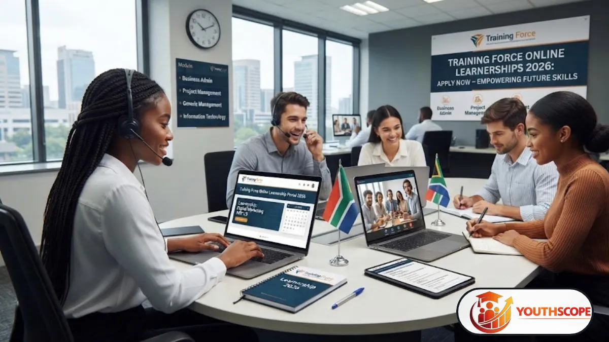 Young South African learner taking part in an online training programme on a laptop